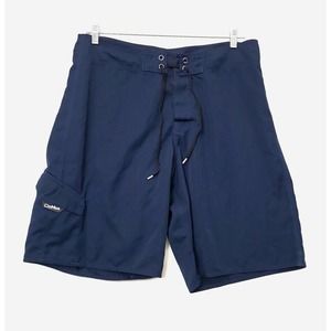 Da Hui Board Shorts Mens Size 36 Navy Blue‎ Swim Swimming Pocket 10.5" Inseam